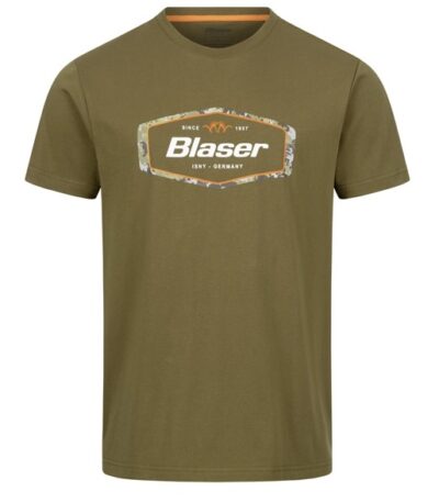 Bavlnené tričko olivovej farby s logom BLASER Badge T24 veľ.S-3XL.